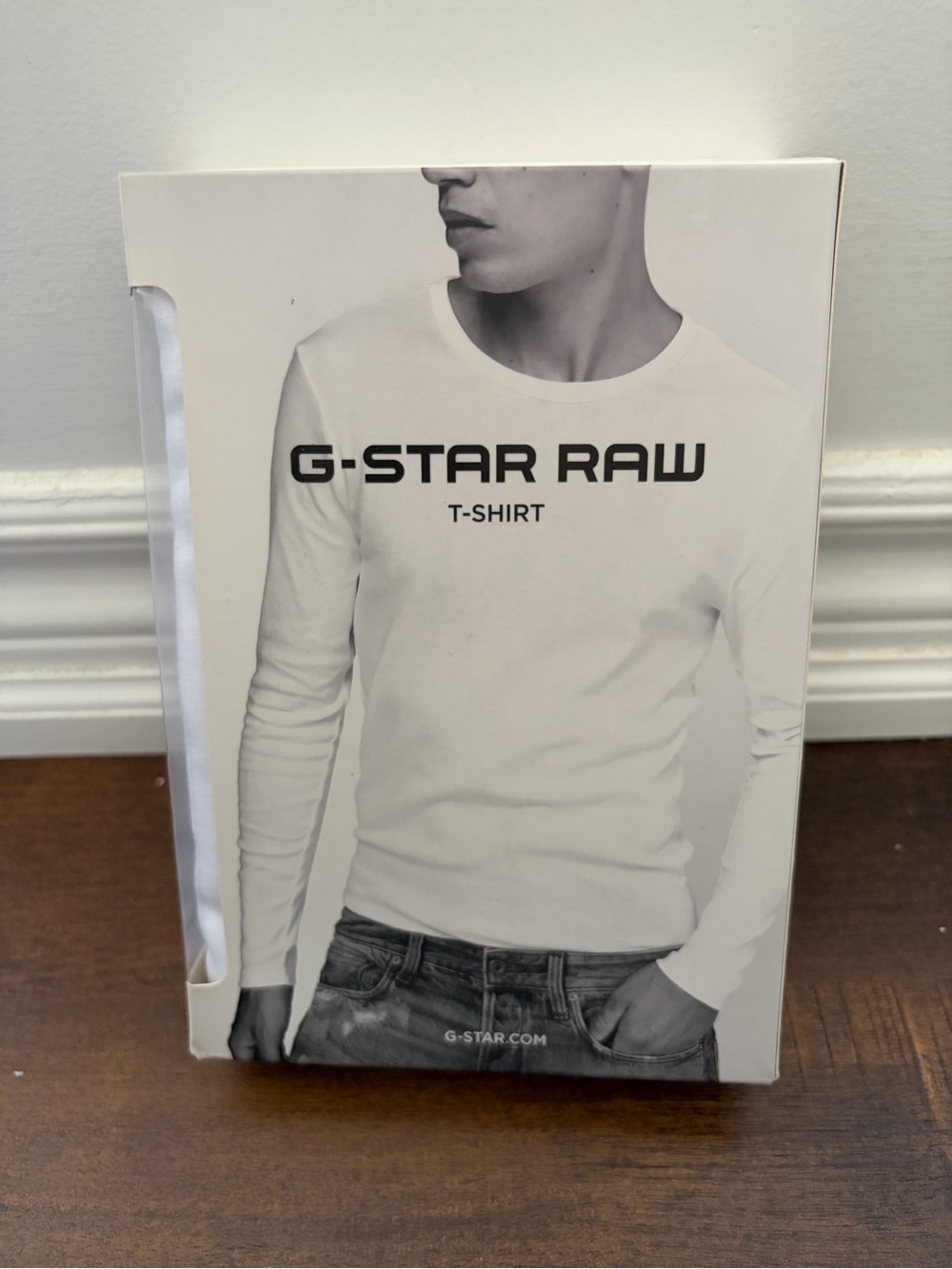 G-Star Men's Long Sleeve Slim White Crewneck T-Shirt organic cotton - Medium